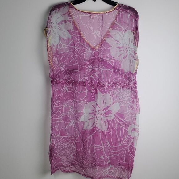 Urban Outfitters Kimchi Blue Silk Flowy Sheer Purple Floral Swim Cover-Up Size M - Picture 11 of 11
